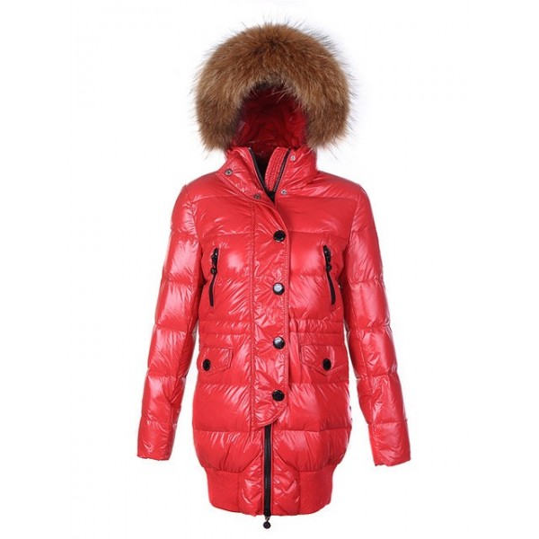 Moncler rosso Fur Cap E Slash lunga semplici Cappotti uscita